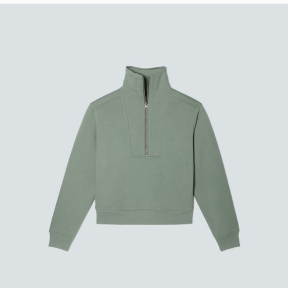 Everlane Track Half-Zip Sweatshirt light sage green xs